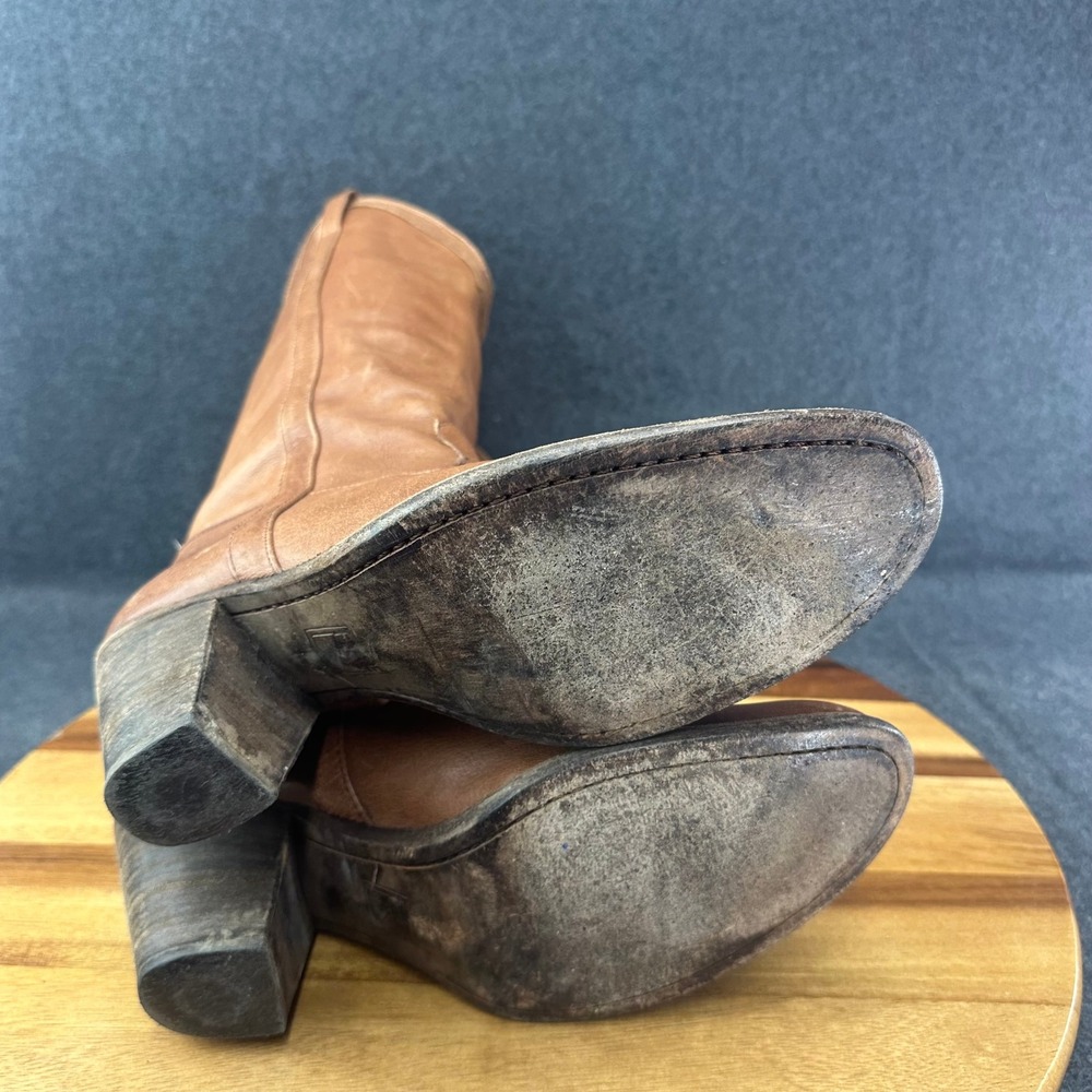 Frye Taylor Pull On Tan Leather Western Tall Boots Pointed Toe Womens Size 10B - Picture 9 of 11